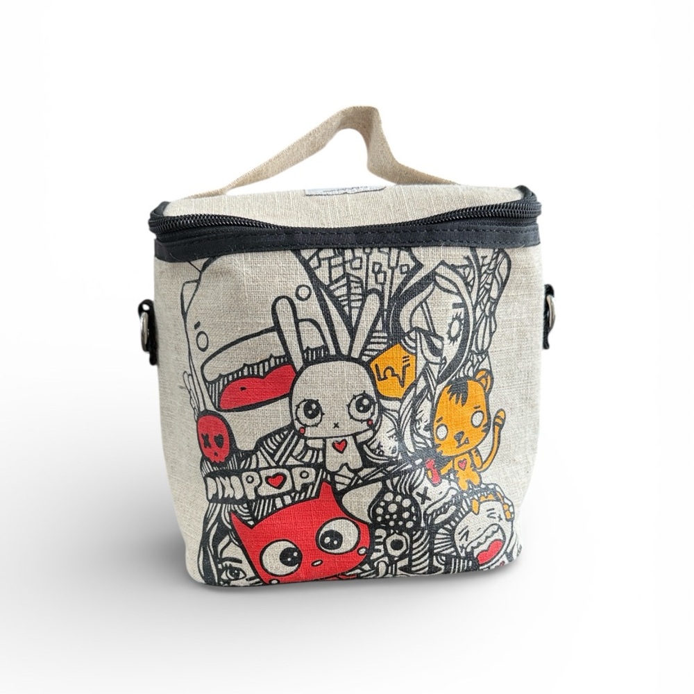 SoYoung x Pixopop Raw Linen Pishi & Friends Insulated Cooler Lunch Bag No Strap